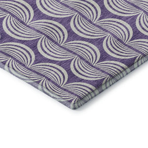 HomeRoots 10' Ogee Purple and Ivory Washable Area Rug - Durable, Stain-Resistant, UV Protected for Homes 682751