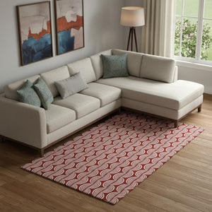 HomeRoots 9' Ogee Red and Ivory Washable Area Rug with UV Protection – Stylish, Durable & Easy to Clean! 682756