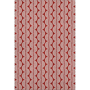 HomeRoots 10' Red and Ivory Ogee Area Rug - Washable, UV Protected, Stain-Resistant Design for Busy Homes 682757