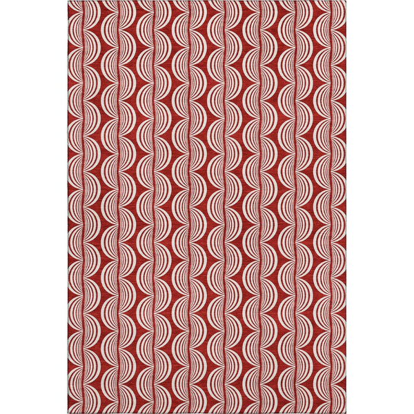 HomeRoots 10' Red and Ivory Ogee Area Rug - Washable, UV Protected, Stain-Resistant Design for Busy Homes 682757