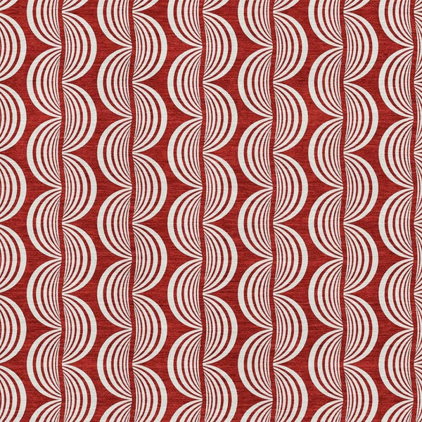 HomeRoots 10' Red and Ivory Ogee Area Rug - Washable, UV Protected, Stain-Resistant Design for Busy Homes 682757