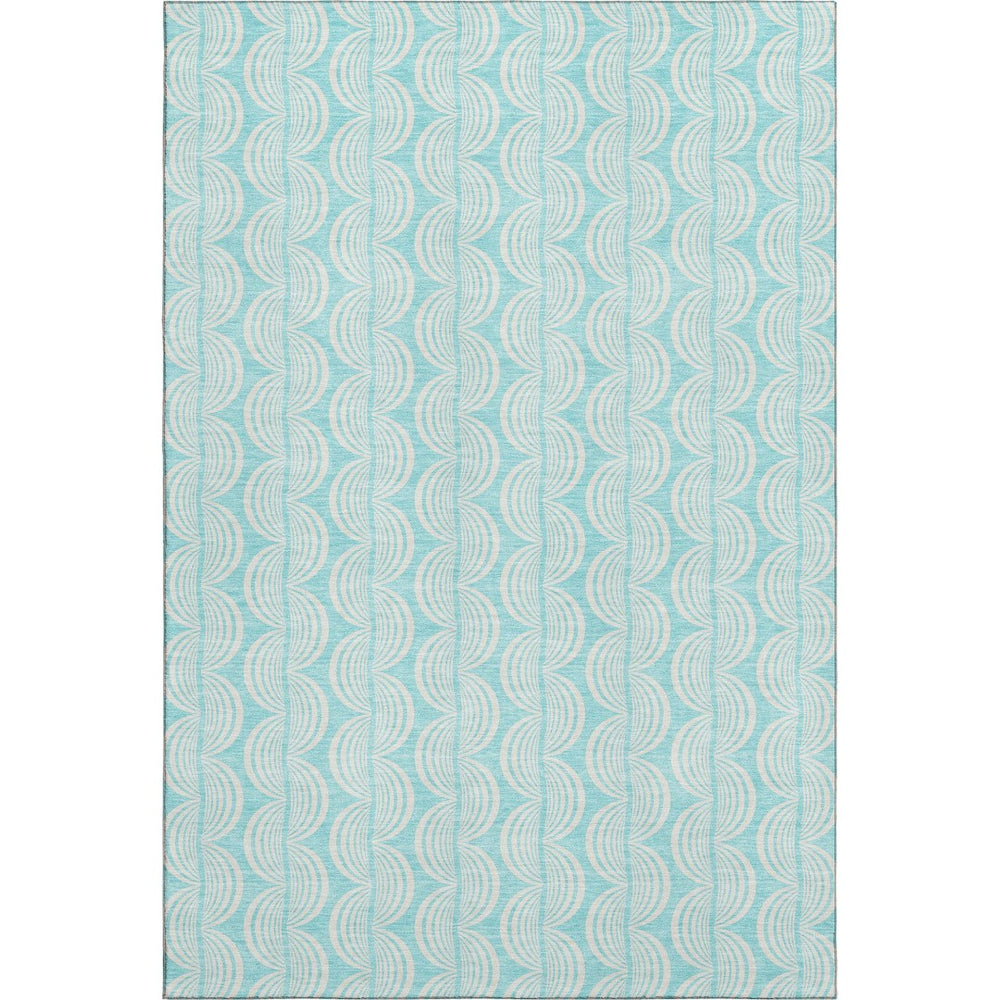 HomeRoots 5' X 8' Aqua and Ivory Ogee Washable Area Rug - UV Protected, Stain-Resistant, Stylish for Any Room 682759