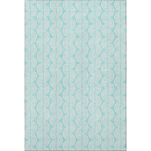 HomeRoots 5' X 8' Aqua and Ivory Ogee Washable Area Rug - UV Protected, Stain-Resistant, Stylish for Any Room 682759