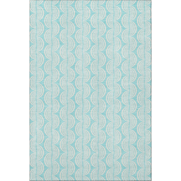HomeRoots 5' X 8' Aqua and Ivory Ogee Washable Area Rug - UV Protected, Stain-Resistant, Stylish for Any Room 682759