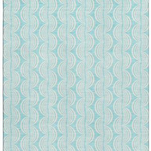 HomeRoots 8' X 10' Aqua & Ivory Ogee Area Rug – Washable, UV Protected, Durable Design for Family Spaces 682761