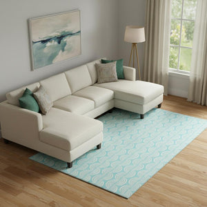 HomeRoots 9' X 12' Aqua and Ivory Ogee Area Rug – Soft, Durable, Washable with UV Protection for Every Space 682762