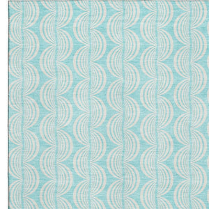 HomeRoots 9' X 12' Aqua and Ivory Ogee Area Rug – Soft, Durable, Washable with UV Protection for Every Space 682762