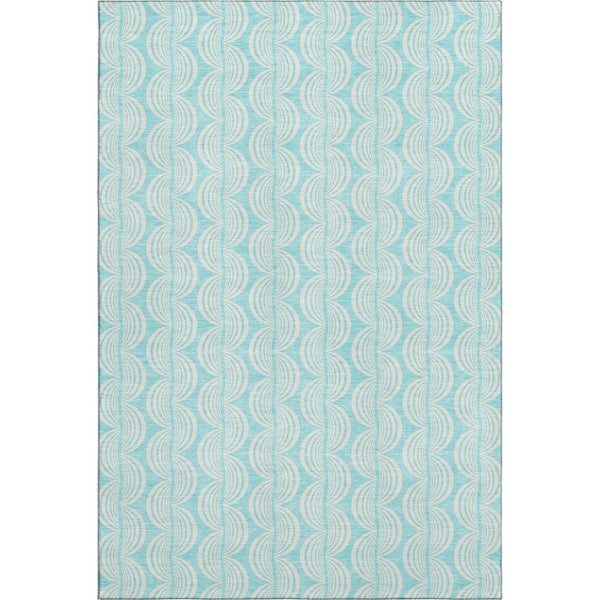 HomeRoots 10' Aqua and Ivory Ogee Area Rug - Washable, UV-Protected, Perfect for Busy Homes with Style! 682763