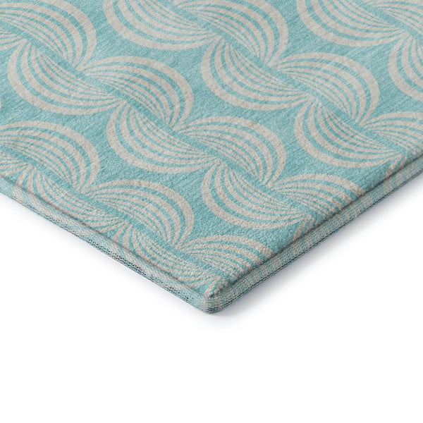 HomeRoots 10' Aqua and Ivory Ogee Area Rug - Washable, UV-Protected, Perfect for Busy Homes with Style! 682763
