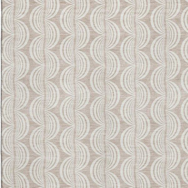 HomeRoots 5' X 8' Khaki and Ivory Ogee Area Rug – Durable, Washable, UV-Protected for High-Traffic Spaces 682765