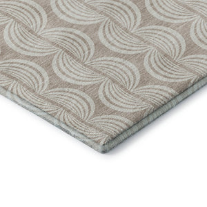 HomeRoots 8' Khaki and Ivory Ogee Round Rug - UV Protected, Stain-Resistant, Durable for Indoor & Outdoor Use 682766