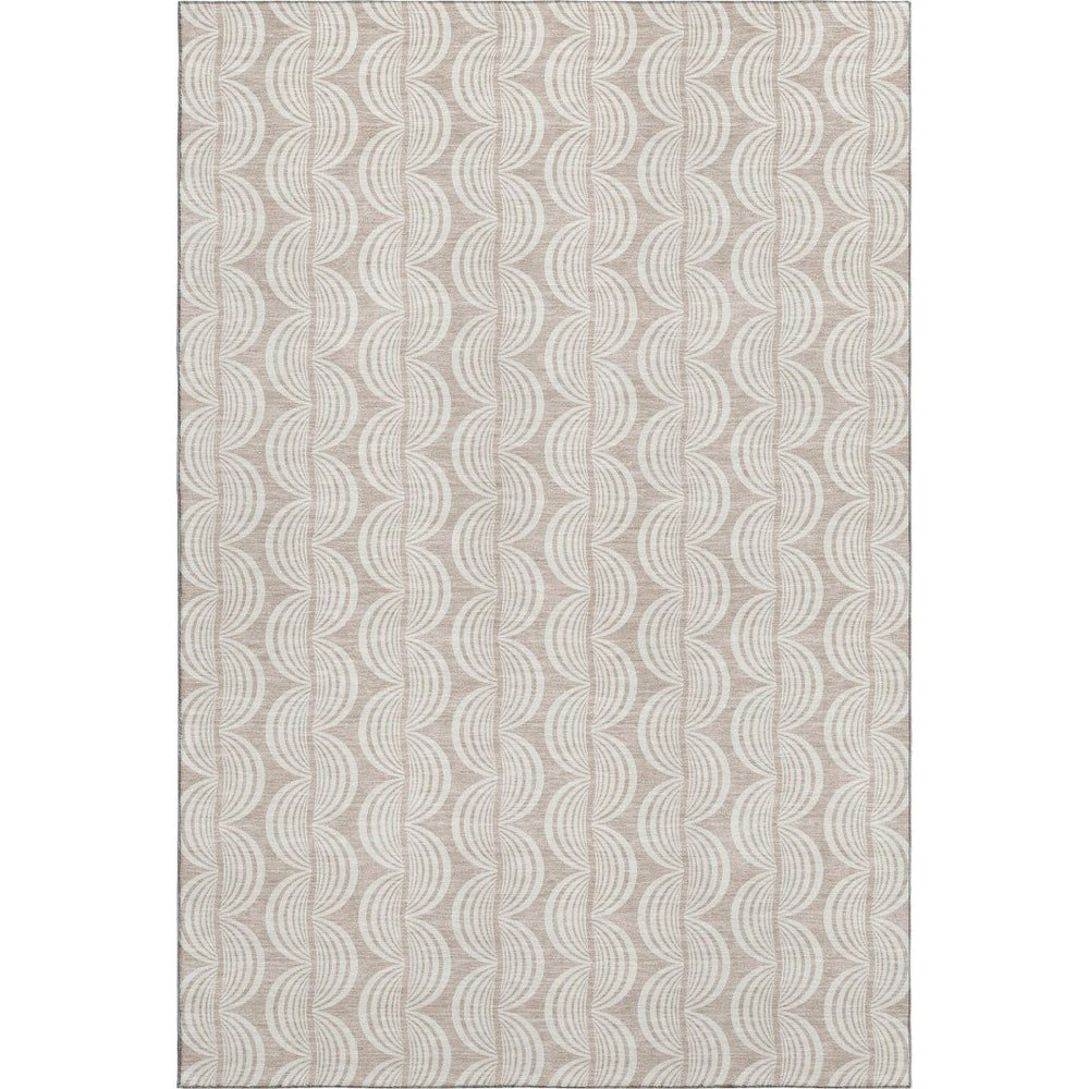 HomeRoots 8' X 10' Khaki and Ivory Ogee Area Rug - Durable, Stain-Resistant, UV Protected for Busy Homes! 682767