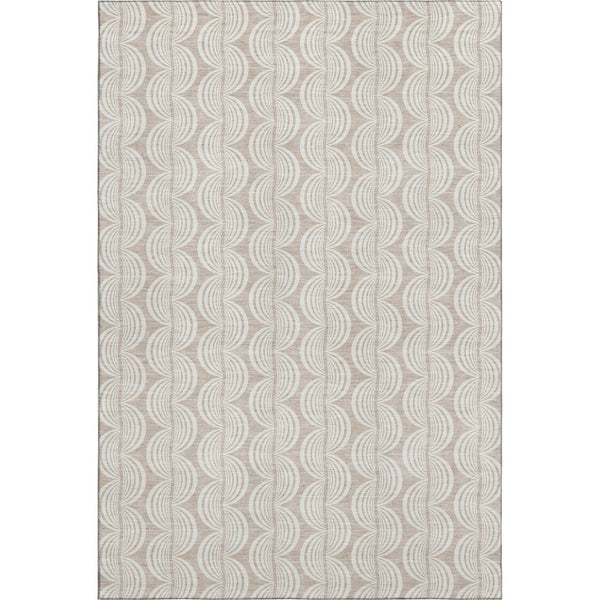 HomeRoots 8' X 10' Khaki and Ivory Ogee Area Rug - Durable, Stain-Resistant, UV Protected for Busy Homes! 682767