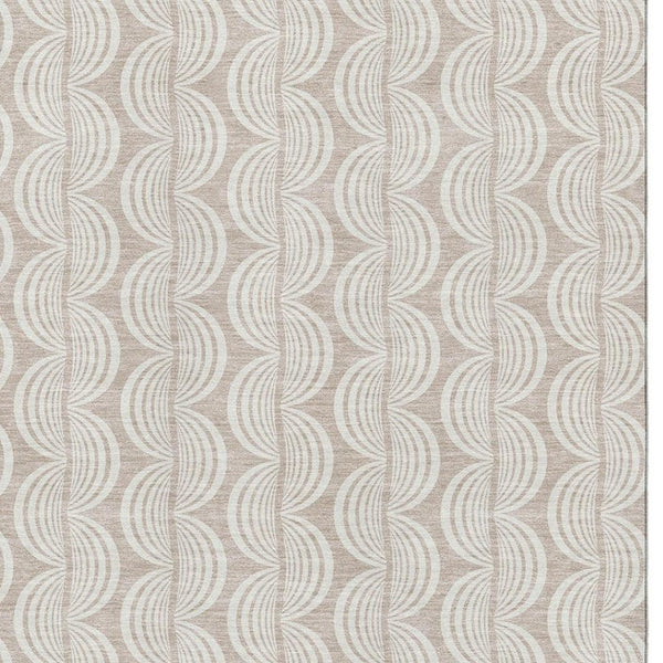HomeRoots 8' X 10' Khaki and Ivory Ogee Area Rug - Durable, Stain-Resistant, UV Protected for Busy Homes! 682767