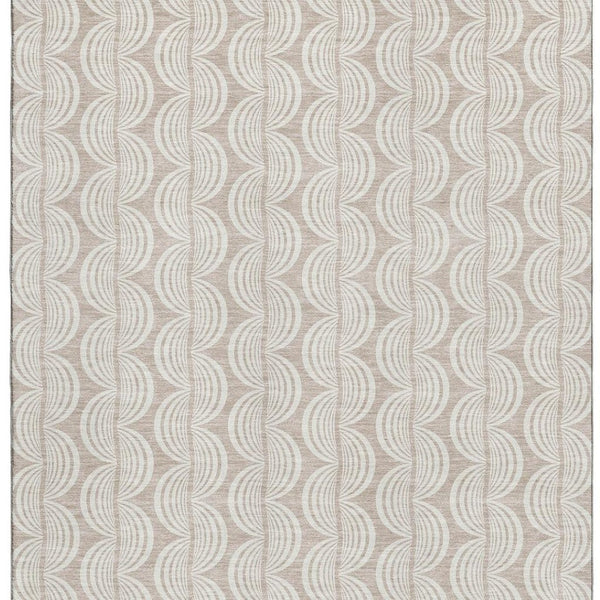 HomeRoots 8' X 10' Khaki and Ivory Ogee Area Rug - Durable, Stain-Resistant, UV Protected for Busy Homes! 682767