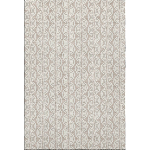 HomeRoots 9' X 12' Khaki and Ivory Ogee Area Rug - Durable, Stain Resistant, UV Protected for Busy Homes! 682768