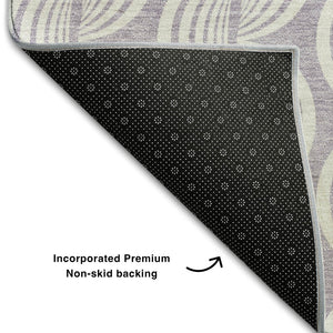 HomeRoots 5' X 8' Stylish Lavender & Ivory Ogee Area Rug - Durable, Stain-Resistant, UV Protected Design! 682771