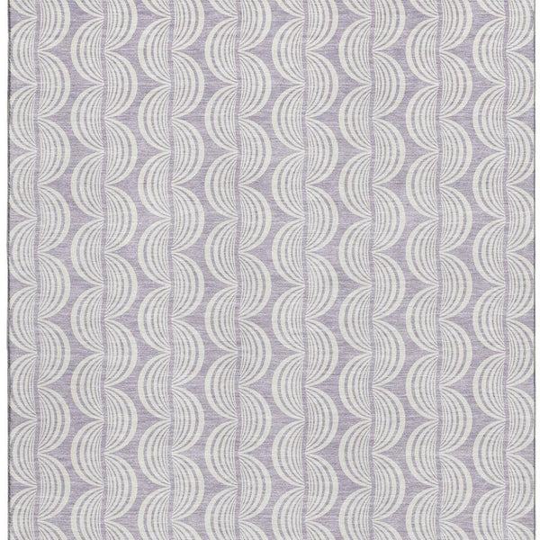 HomeRoots 5' X 8' Stylish Lavender & Ivory Ogee Area Rug - Durable, Stain-Resistant, UV Protected Design! 682771