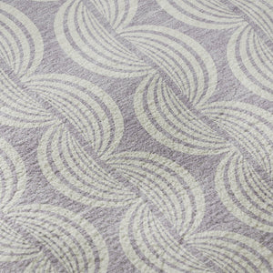 HomeRoots 8' Stylish Lavender and Ivory Ogee Washable Round Rug with UV Protection for High-Traffic Areas 682772
