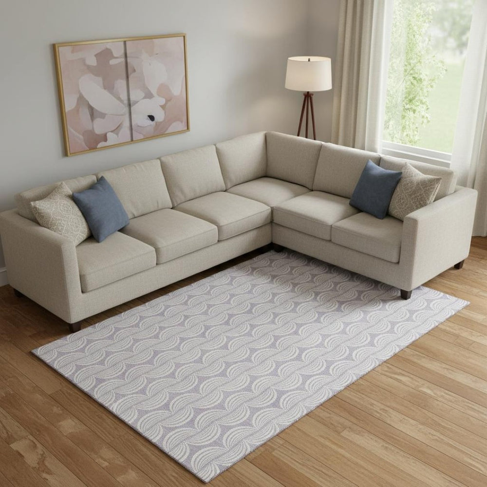 HomeRoots 9' X 12' Ogee Area Rug in Lavender & Ivory - Washable, UV-Protected, Stain-Resistant & Soft Underfoot 682774