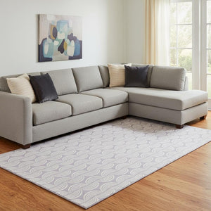 HomeRoots 10' X 14' Elegant Lavender and Ivory Ogee Area Rug: Washable, UV-Protected, Family-Friendly Design 682775