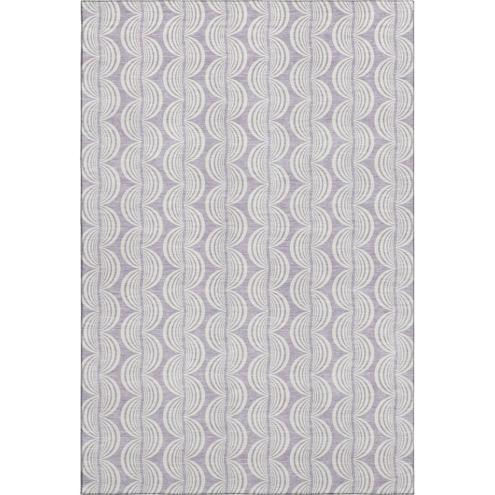 HomeRoots 10' X 14' Elegant Lavender and Ivory Ogee Area Rug: Washable, UV-Protected, Family-Friendly Design 682775