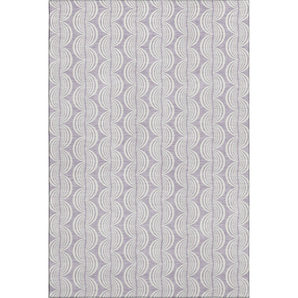 HomeRoots 10' X 14' Elegant Lavender and Ivory Ogee Area Rug: Washable, UV-Protected, Family-Friendly Design 682775