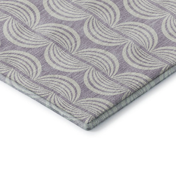 HomeRoots 10' X 14' Elegant Lavender and Ivory Ogee Area Rug: Washable, UV-Protected, Family-Friendly Design 682775