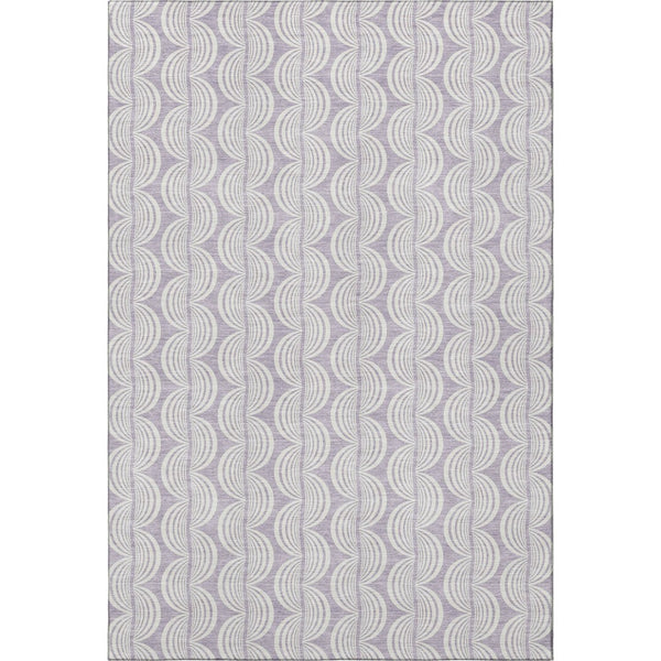 HomeRoots 10' X 14' Elegant Lavender and Ivory Ogee Area Rug: Washable, UV-Protected, Family-Friendly Design 682775