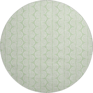 HomeRoots 8' Mint Green & Ivory Ogee Round Rug - UV Protected, Stain Resistant, Perfect for Family Spaces! 682778