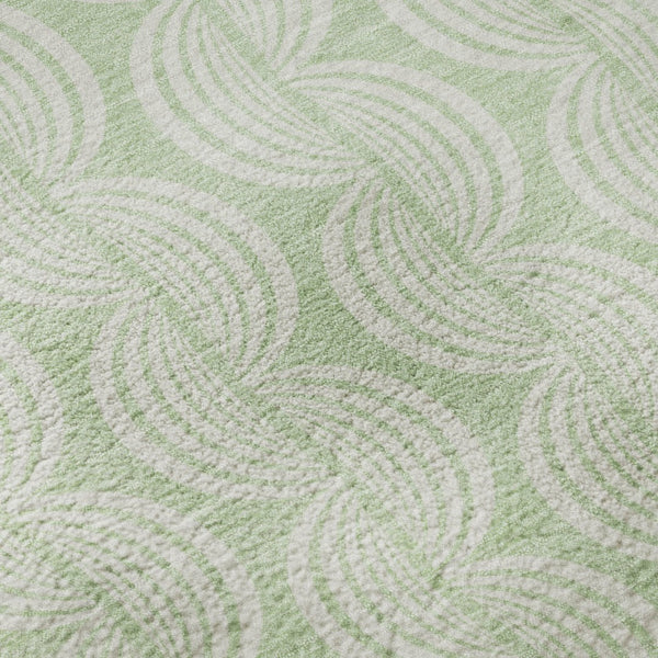 HomeRoots 8' Mint Green & Ivory Ogee Round Rug - UV Protected, Stain Resistant, Perfect for Family Spaces! 682778