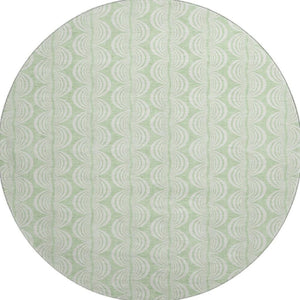 HomeRoots 8' Mint Green & Ivory Ogee Round Rug - UV Protected, Stain Resistant, Perfect for Family Spaces! 682778