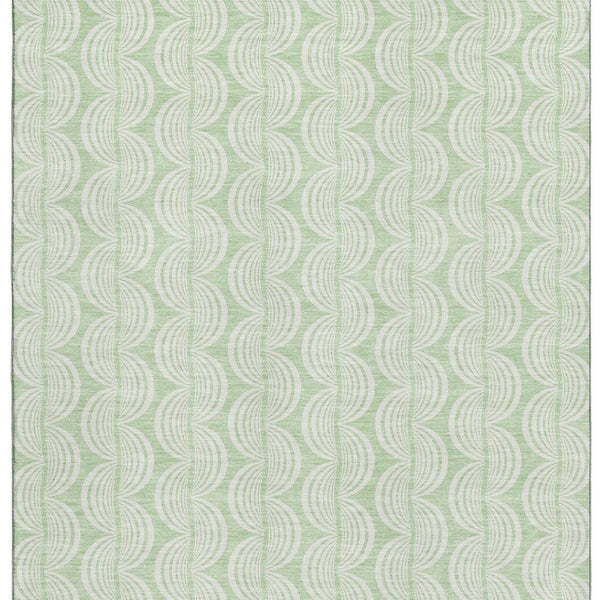 HomeRoots 8' X 10' Washable Mint Green & Ivory Ogee Area Rug - UV Protected, Stain Resistant, Perfect for Families! 682779