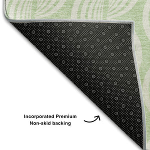 HomeRoots 9' X 12' Mint Green & Ivory Ogee Area Rug - Washable, UV Protected, Stylish & Durable for Any Room 682780