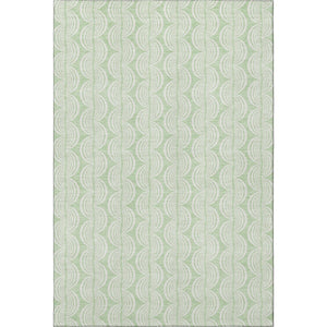 HomeRoots 9' X 12' Mint Green & Ivory Ogee Area Rug - Washable, UV Protected, Stylish & Durable for Any Room 682780