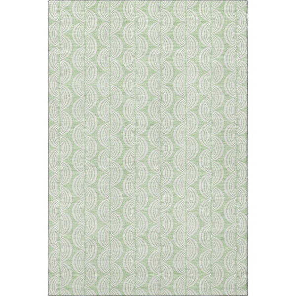 HomeRoots 9' X 12' Mint Green & Ivory Ogee Area Rug - Washable, UV Protected, Stylish & Durable for Any Room 682780