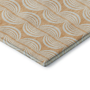 HomeRoots 5' X 8' Peach Ivory & Brown Ogee Area Rug - Stain Resistant, UV Protected, Perfect for Any Room 682783