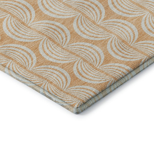 HomeRoots 5' X 8' Peach Ivory & Brown Ogee Area Rug - Stain Resistant, UV Protected, Perfect for Any Room 682783