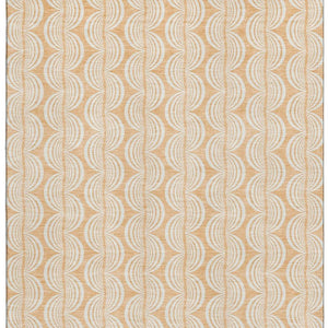 HomeRoots 5' X 8' Peach Ivory & Brown Ogee Area Rug - Stain Resistant, UV Protected, Perfect for Any Room 682783