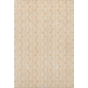 HomeRoots 5' X 8' Peach Ivory & Brown Ogee Area Rug - Stain Resistant, UV Protected, Perfect for Any Room 682783