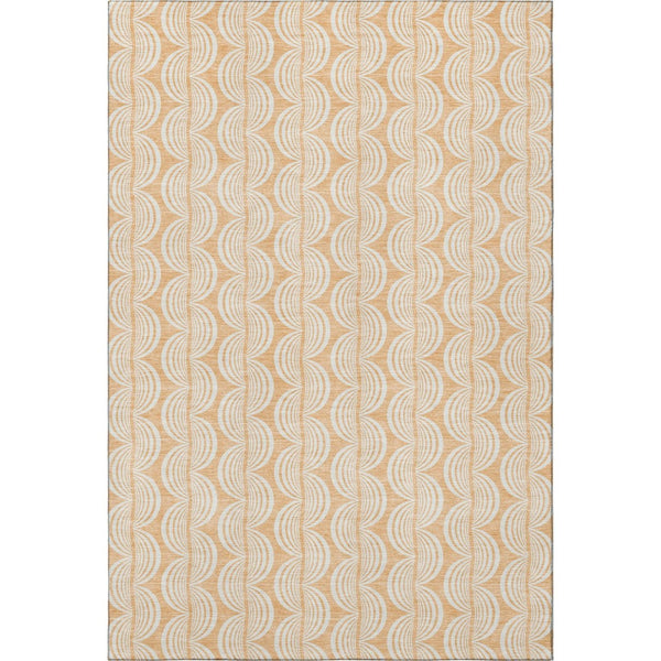 HomeRoots 5' X 8' Peach Ivory & Brown Ogee Area Rug - Stain Resistant, UV Protected, Perfect for Any Room 682783