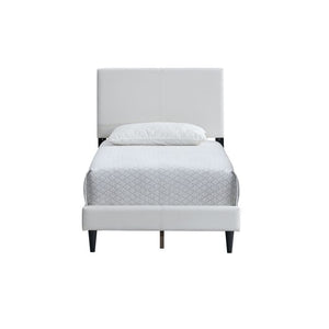 English Elm Baron Full Bed Frame with Faux Leather Upholstery, Slat Support, Adjustable Headboard Height, Fits 7–13" White 26.37 L x 45.47 W x 7.48 H B078P380181