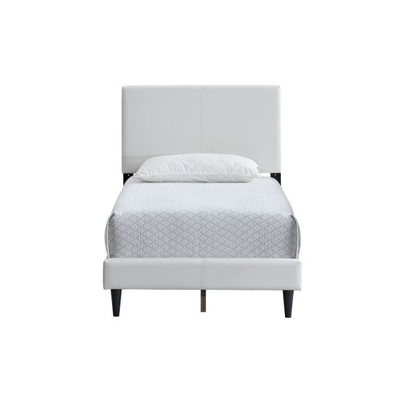 English Elm Baron Full Bed Frame with Faux Leather Upholstery, Slat Support, Adjustable Headboard Height, Fits 7–13" White 26.37 L x 45.47 W x 7.48 H B078P380181