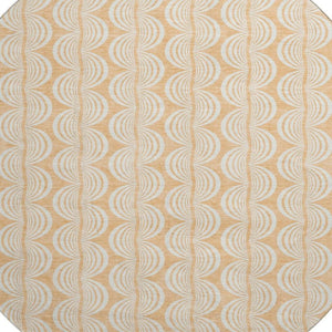 HomeRoots 8' Elegant Peach Ivory Brown Ogee Washable Round Rug with UV Protection for Stylish Living Spaces 682784