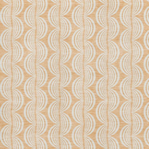 HomeRoots 8' X 10' Washable Ogee Area Rug in Peach, Ivory & Brown - Durable, UV Protected, Perfect for Families 682785