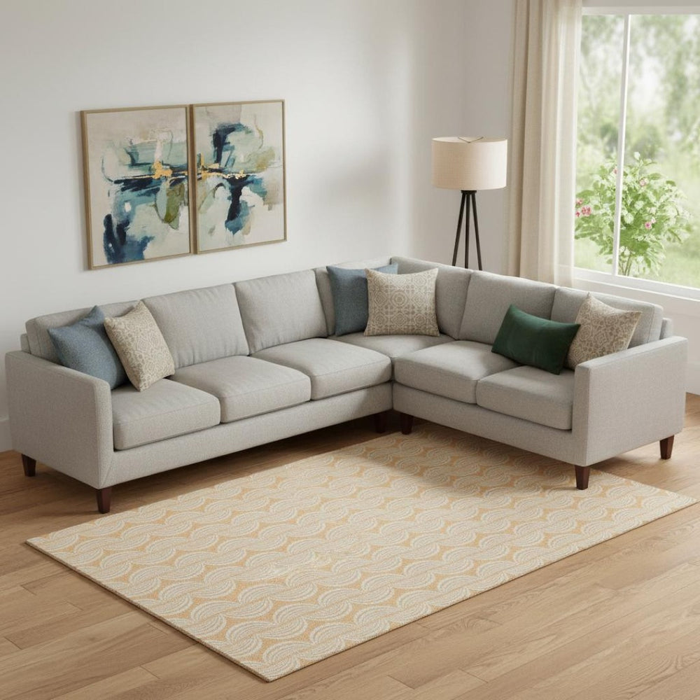 HomeRoots 9' Ogee Area Rug in Peach, Ivory & Brown - Washable, UV-Protected, Durable for High-Traffic Spaces 682786