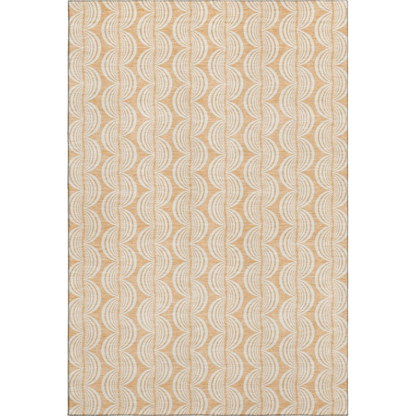 HomeRoots 9' Ogee Area Rug in Peach, Ivory & Brown - Washable, UV-Protected, Durable for High-Traffic Spaces 682786