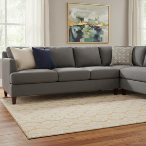 HomeRoots 10' Ogee Washable Area Rug in Peach Ivory & Brown - UV Protected, Stain Resistant, Easy Care! 682787