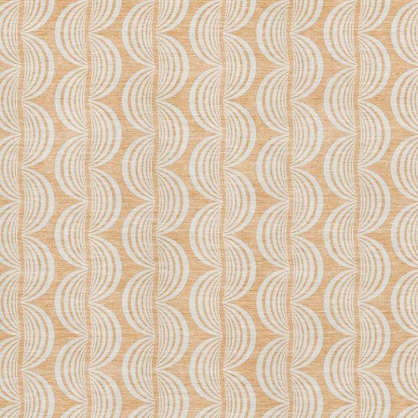 HomeRoots 10' Ogee Washable Area Rug in Peach Ivory & Brown - UV Protected, Stain Resistant, Easy Care! 682787