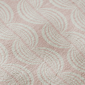 HomeRoots 8' Pink And Ivory Ogee Washable Round Rug - Durable, Stylish, UV-Protected for Homes with Kids & Pets 682790